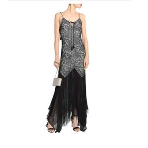 NWT HAUTE HIPPIE Fringed Chantilly Lace Gown sz0